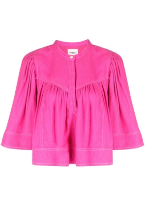 MARANT ÉTOILE ruched cropped silk shirt - Pink