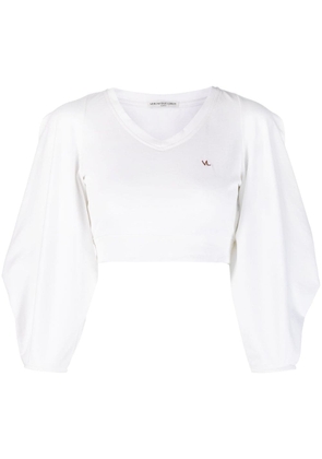 Veronique Leroy draped-sleeve cropped jersey - White