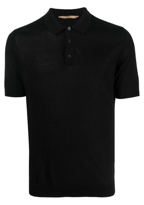 Nuur button-up cotton polo shirt - Black