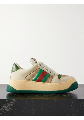 Gucci - Double Screener Coated Cotton-canvas And Leather Sneakers - Cream - IT36,IT36.5,IT37,IT37.5,IT38,IT38.5,IT39,IT39.5,IT40,IT40.5