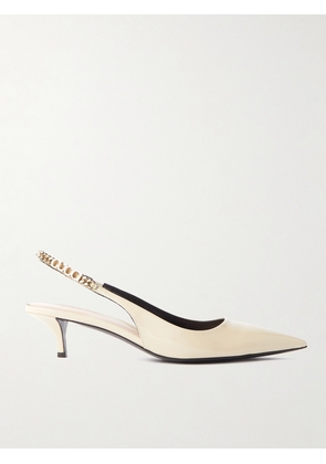 Gucci - Signoria Embellished Patent-leather Slingback Pumps - Ivory - IT38,IT39,IT40