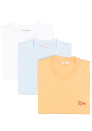 Marni three-pack embroidered-logo T-shirt - White