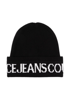 Versace Jeans Couture intarsia-logo ribbed beanie - Black