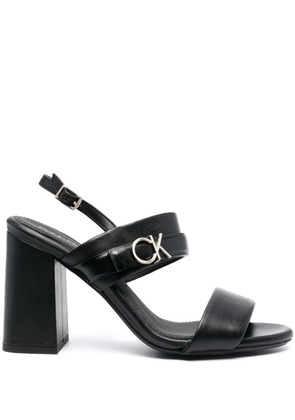 Calvin Klein 100mm logo-plaque leather sandals - Black