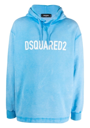 Dsquared2 logo-print jersey-fleece hoodie - Blue
