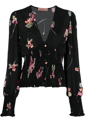 TWINSET floral-print V-neck blouse - Black