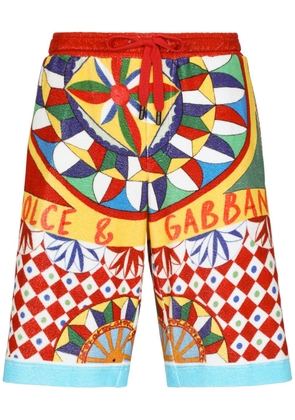 Dolce & Gabbana Carreto-print cotton bermuda shorts - Yellow