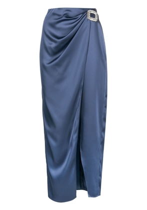 David Koma crystal-buckle draped midi skirt - Blue