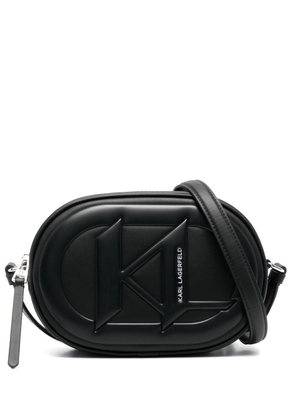 Karl Lagerfeld logo plaque oval-shaped crossbody bag - Black