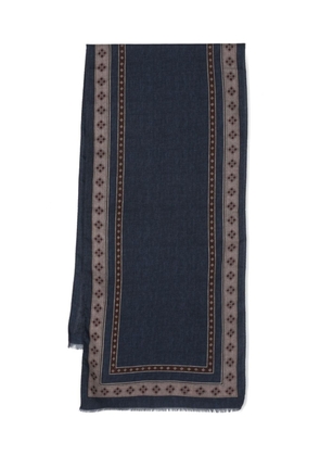 Kiton geometric-print wool scarf - Blue