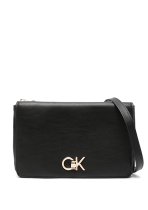 Calvin Klein logo-plaque faux-leather crossbody bag - Black