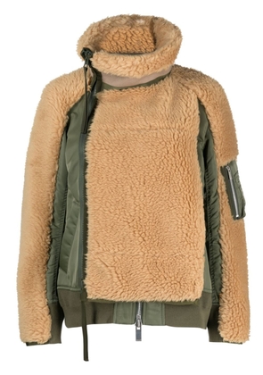 sacai panelled wool bomber jacket - Neutrals