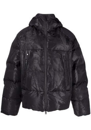 Y-3 graphic-print hooded puffer jacket - Black