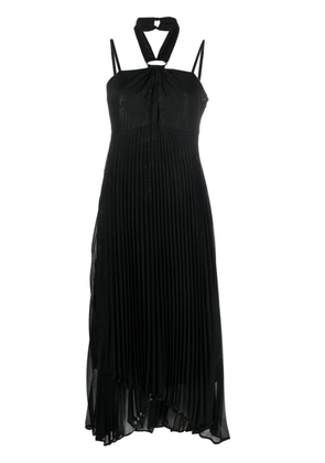 DKNY pleated halterneck high-low dress - Black