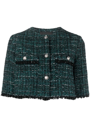 Maje cropped tweed jacket - Green