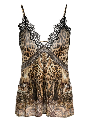 Camilla leopard-print slip top - Neutrals
