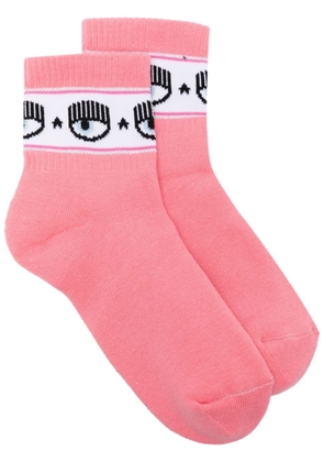 Chiara Ferragni Eyelike-motif intarsia-knit socks - Pink