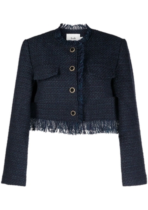 b+ab cropped frayed tweed jacket - Blue