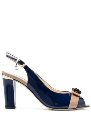 ESSERE high-shine peep-toe sandals - Blue