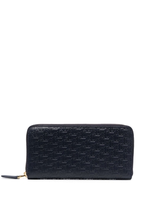 Lauren Ralph Lauren embosed-logo zip leather wallet - Blue