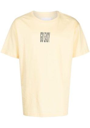 Off Duty slogan-print cotton T-shirt - Yellow