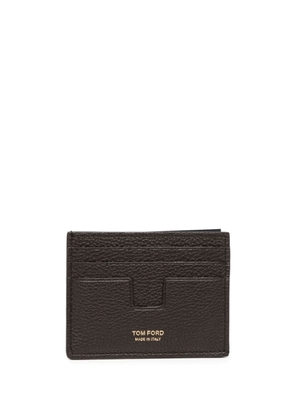 TOM FORD logo-stamp grained-leather cardholder - Brown