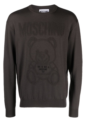 Moschino Teddy Bear-motif virgin-wool sweatshirt - Grey