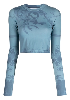 Feng Chen Wang abstract pattern-print crew-neck top - Blue