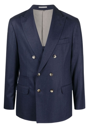 Brunello Cucinelli double-breasted virgin-wool blazer - Blue