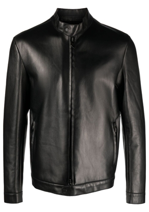 Salvatore Santoro logo-plaque leather Biker jacket - Black