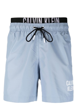 Calvin Klein double-waistband logo-print swim shorts - Blue