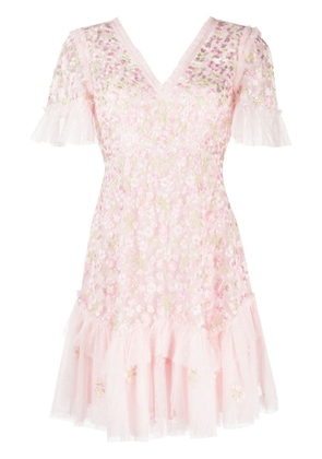 Needle & Thread Primrose floral-embroidered dress - Pink