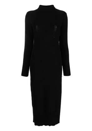 Patrizia Pepe long-sleeve ribbed-knit midi dress - Black