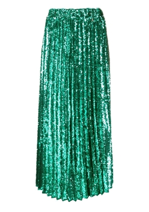 Patrizia Pepe Sequin-embellished plissé skirt - Green
