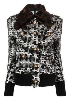Balmain PB-monogram wool-blend jacket - Black
