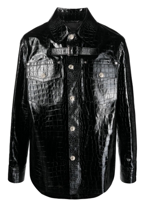 Versace crocodile-embossed leather jacket - Black