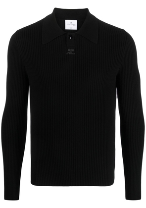 Courrèges logo-patch ribbed polo shirt - Black