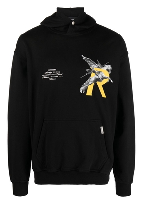 Represent logo-print cotton hoodie - Black