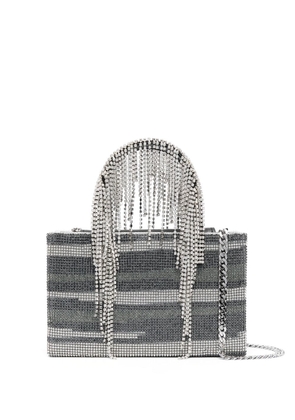 Kara crystal-embellished fringe tote bag - Silver