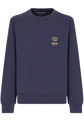 Dolce & Gabbana bee-embroidered cotton sweatshirt - Blue