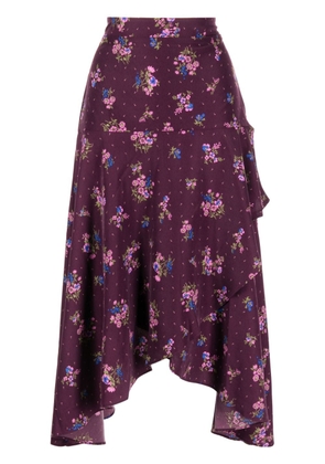 b+ab asymmetric floral-print midi skirt - Purple