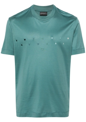 Emporio Armani logo-embroidered cotton T-shirt - Green