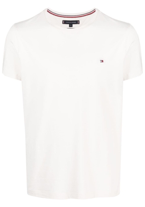 Tommy Hilfiger logo-embroidered cotton T-shirt - Neutrals