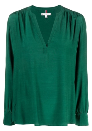Tommy Hilfiger Viscose solid V-neck blouse - Green