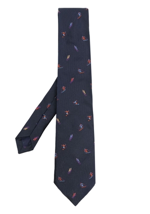 Paul Smith embroidered-design silk tie - Blue