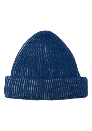 Roberto Collina two-tone ribbed-knit beanie - Blue