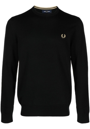 Fred Perry logo-embroidered crew-neck jumper - Black