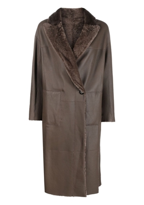Blancha single-breasted sheepskin coat - Brown