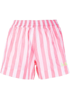 MC2 Saint Barth logo-embroidered striped cotton shorts - Pink