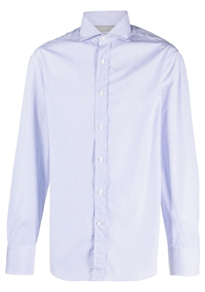 Brunello Cucinelli striped spread-collar cotton shirt - White